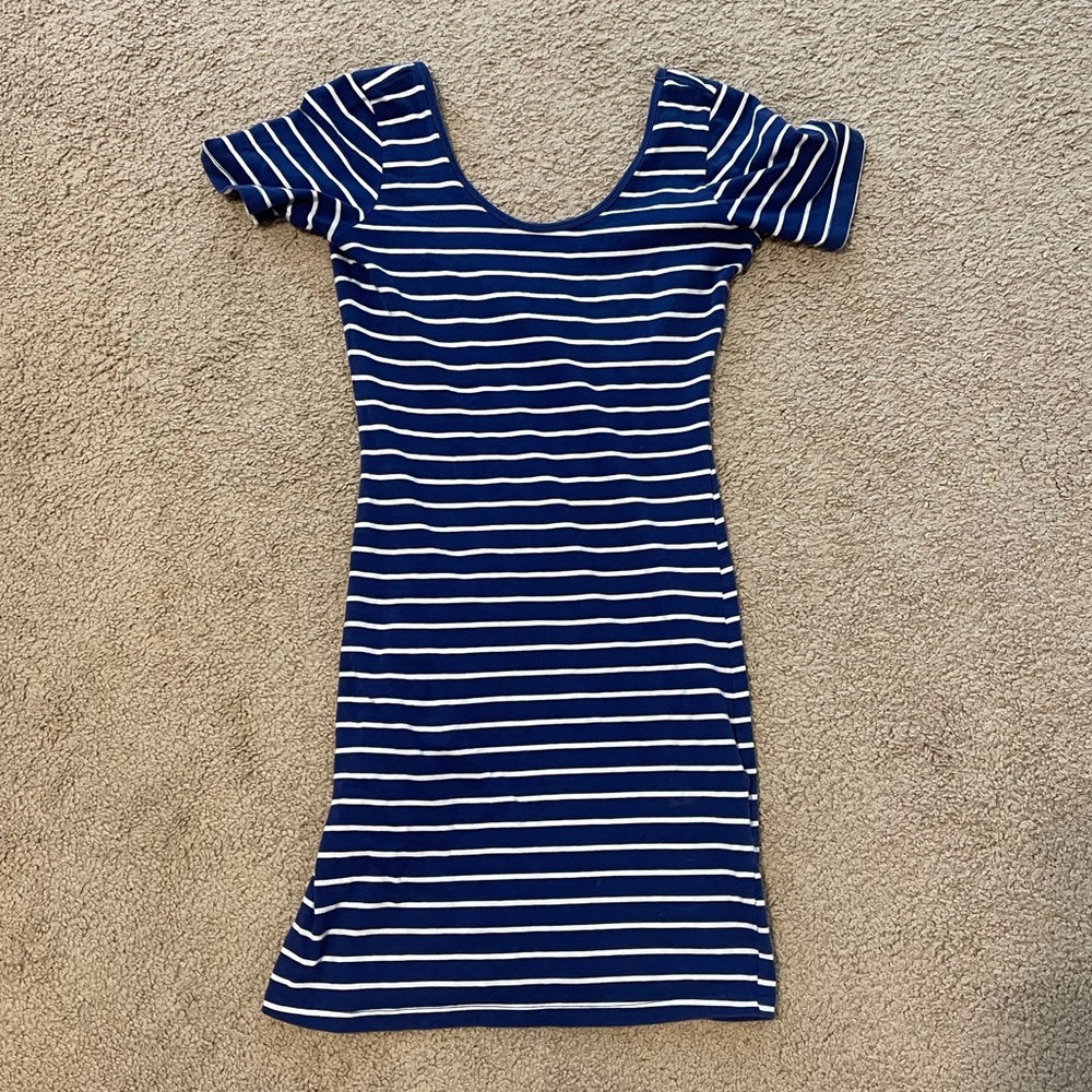 Navy Striped Forever 21 Body Con Dress